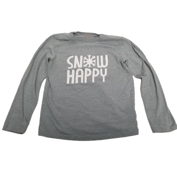 Cat Jack Snow Happy Graphic Tee Small 6 7 Gray Long Sleeve Snowflake Winter - Picture 1 of 7